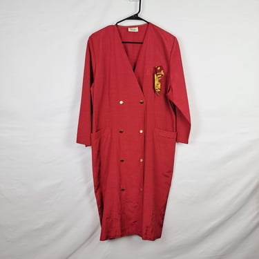 Vintage 80s Red & Gold Blazer Dress, Plus Size 