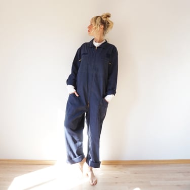 Vintage Navy Cotton Coverall | Utility Coveralls  | Jump Suit Jumpsuit | Cotton Navy Mechanic | Boilersuit Boiler Suit 