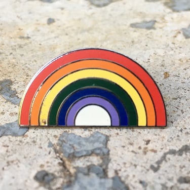 Vintage MAFCO Classic Rainbow Striped Pride Hippie Lapel Vest Jacket Pin 