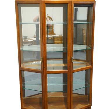 PULASKI FURNITURE Solid Pecan Country French 48" Lighted Display Curio Cabinet 