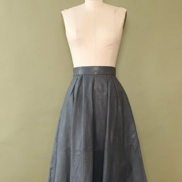 Pewter Leather Flare Skirt M