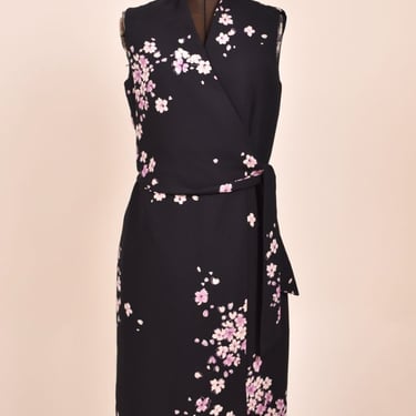 Black and Purple 90s Floral Dress By Jones Wear Dress, M