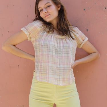 Myrtle Ann Blouse - Pink Plaid