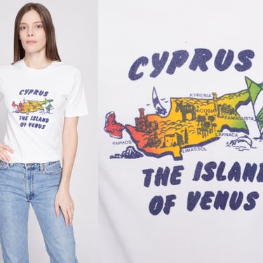 70s Cyprus Island Of Venus T Shirt - Small to Medium | Vintage Long Fitted Graphic Tourist Tee 