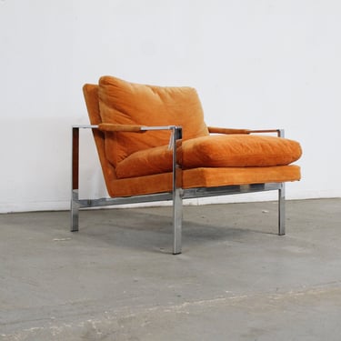 Vintage Mid-Century Modern Milo Baughman Thayer Coggin Chrome Lounge Chair 