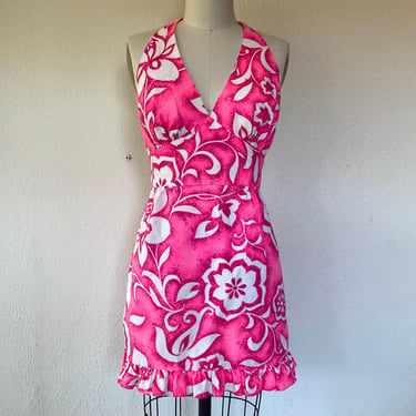1960s Pink Hawaiian cotton sun dress 
