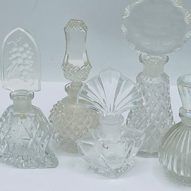 Vintage Beautiful Crystal  Perfume Bottle Collection set of 5 
