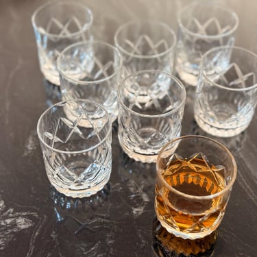 Pair of Vintage Crystal  Double Shot Glasses | 4 oz Tumblers for Whiskey & Spirits Neat | Elegant Cut Glass Barware | 4 Sets Available 