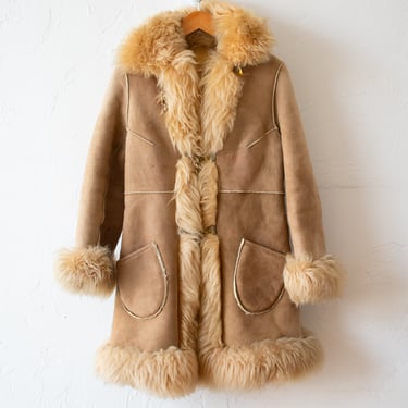 Vintage 1970s Butterscotch Shearling Penny Lane Afghan Coat XS/S