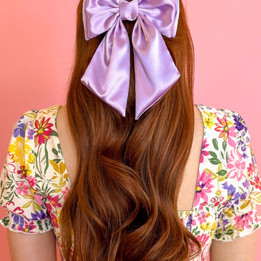 Lilac Satin Hair Bow
