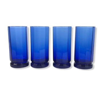 Vintage Libbey Cobalt Blue Glass Tumblers, Set of 4 