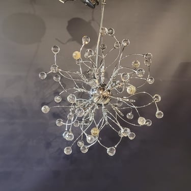 Contemporary Chrome and Crystal Chandelier 20"