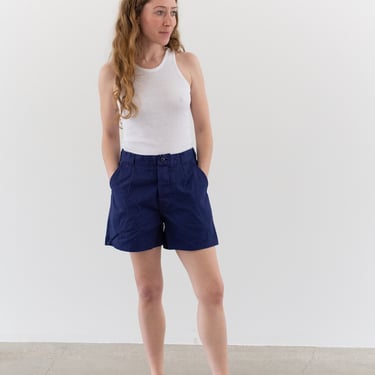 Vintage 27 28 29 30 31 Waist Navy Blue Pleat Shorts | Cotton Twill Made in USA | Gung Ho | 