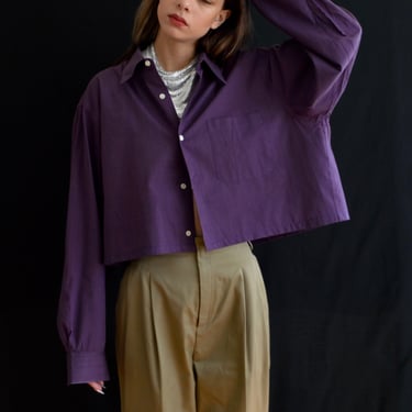 cropped vintage mens purple oxford button down shirt 