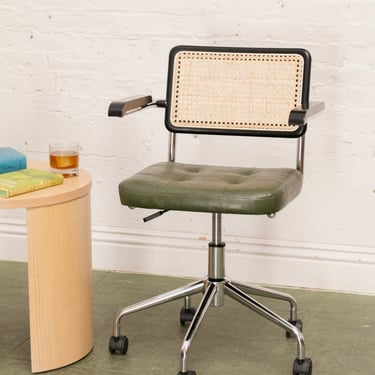Green and Black Rattan Office Chair