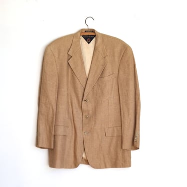 Vintage 80s Tommy Hilfiger Houndstooth Tan Sports Coat Size 40R 