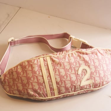 Christian Dior 2004 Pink 'Girly' Belt Bag in Diorissimo Trotter Galliano CD Logo Monogram Canvas and Patent Leather Bum Bag Fannypack Y2K 