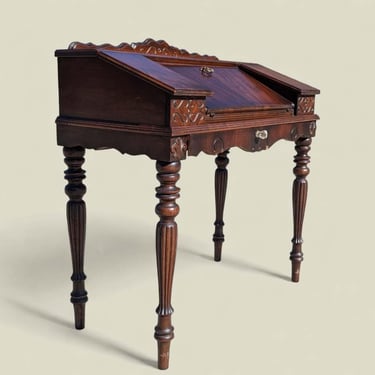 Antique Desk, Solid Wood, Writing Desk, Secretary Desk, Solid Wood, Turned Legs, Traditional, Victorian, Spanish 