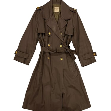 Celine Brown Logo Button Trench Coat
