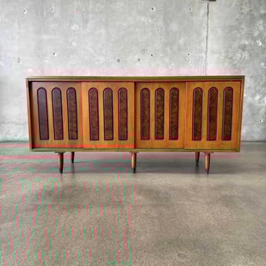 Mid Century Walnut Credenza With Reversible Doors
