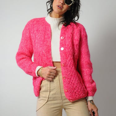 1960's Pink Marled Mohair Cardigan