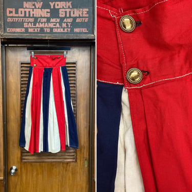 Vintage 1950’s French Flag Mod Cotton Converted Skirt, Vintage Skirt, Mod, Cotton Skirt, French Flag, Red White Blue, Patriotic, 1950s 