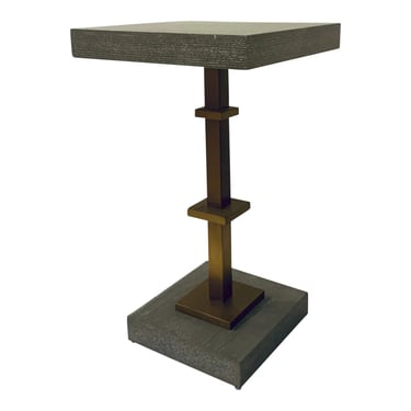 Worlds Away Modern Gray Cerused Oak Finished Bosch Side Table