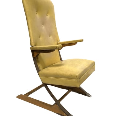 Vintage Rock-a-Chair Cantilever Rocker Chair in Harvest Gold Vinyl 