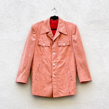 Vintage 60s 70s Mens Orange Atomic Leisure Jacket Sports Coat 