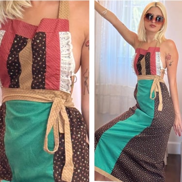 70s Boho Hippie Cottage Core Backless Wrap Maxi Dress so charming S M 