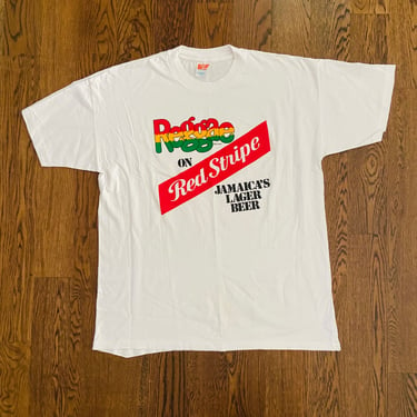 Vintage 90s Reggae On Red Stripe / Jamaica /  T Shirt / Size XXL / Oversized / Single Stitch 