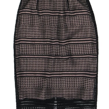 L.K. Bennett - Black Geometric Eyelet Lace Pencil Skirt Sz 6