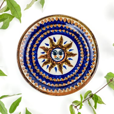 Vintage Handmade Tonala Pottery Plate | Sunshine | Mexican Pottery 