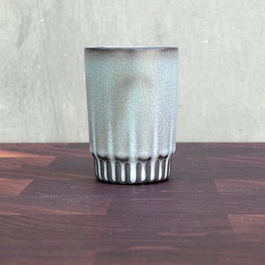 Black Porcelain Ceramic Little "Arrow" Sake Cup  - Matte Speckled Blue 
