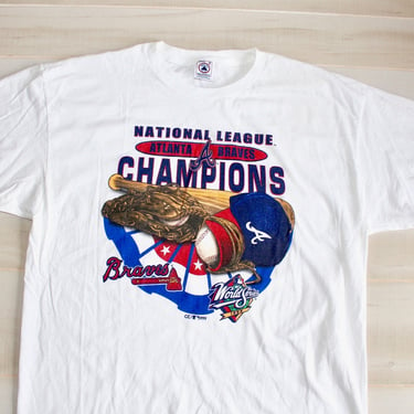 Vintage 90s Atlanta Braves T Shirt, National League Champions, 1999 World Series, Baseball, MLB, Tee 