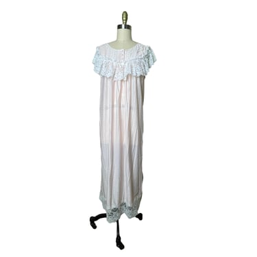 Vintage Gilead Nightgown Pink Nylon Peignoir Ruffle Nighty, Size XXL 