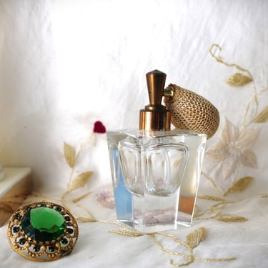 Vintage Cut Crystal Glass Perfume Atomizer Bottle 