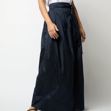 Pleated Wrap Skirt Navy