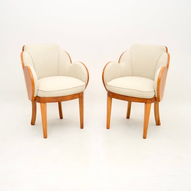 Pair of Art Deco Sycamore Cloud Back Armchairs by Epstein