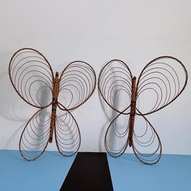 1970s Wicker Butterflies - Pair 