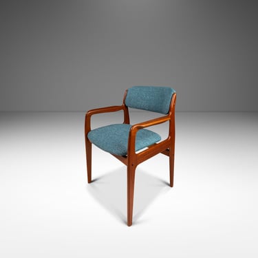 Mid-Century Modern Arm / Desk Chair in Solid Teak & New Upholstery by Benny Linden, Thailand, c. 1980s 