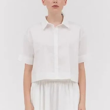 Grade & Gather - Short Sleeve Crop Shirt - White