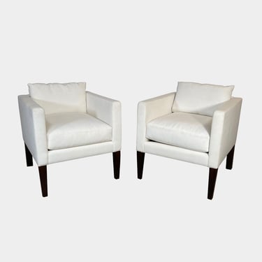 White Armchairs With Wood Legs