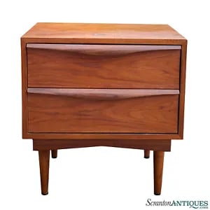 Mid-Century Modern Walnut Sculpted Side End Table