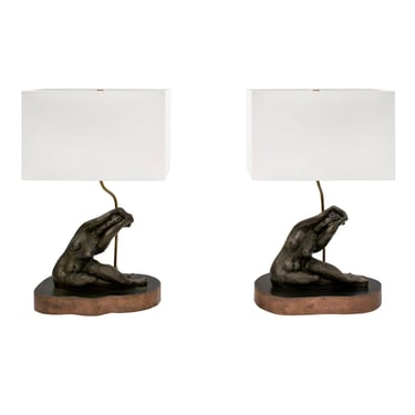 Philip and Kelvin LaVerne Rare Pair of "Galatea" Table Lamps 1970s (Signed)