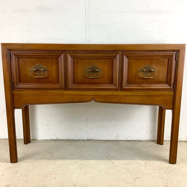 Mid-Century Walnut Console Table with Cabinet Space 