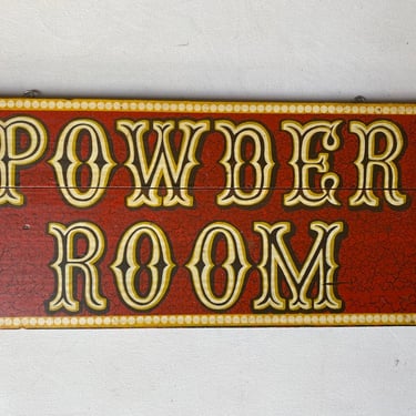 60's Vintage Powder Room Sign, George Nathan Associates, Bathroom Signage, Providence R.I., MCM Sign, Wood, Wooden 