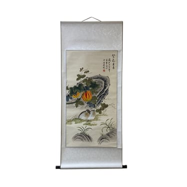 Chinese Color Ink Water Birds Fruits Scroll Painting Wall Art ws1980E 