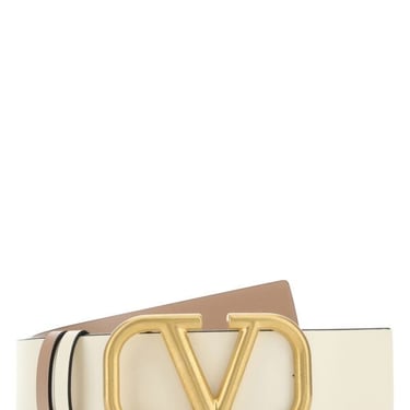 Valentino Garavani Women Ivory Leather Vlogo Reversible Belt