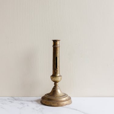 large vintage french brass push-up candlestick